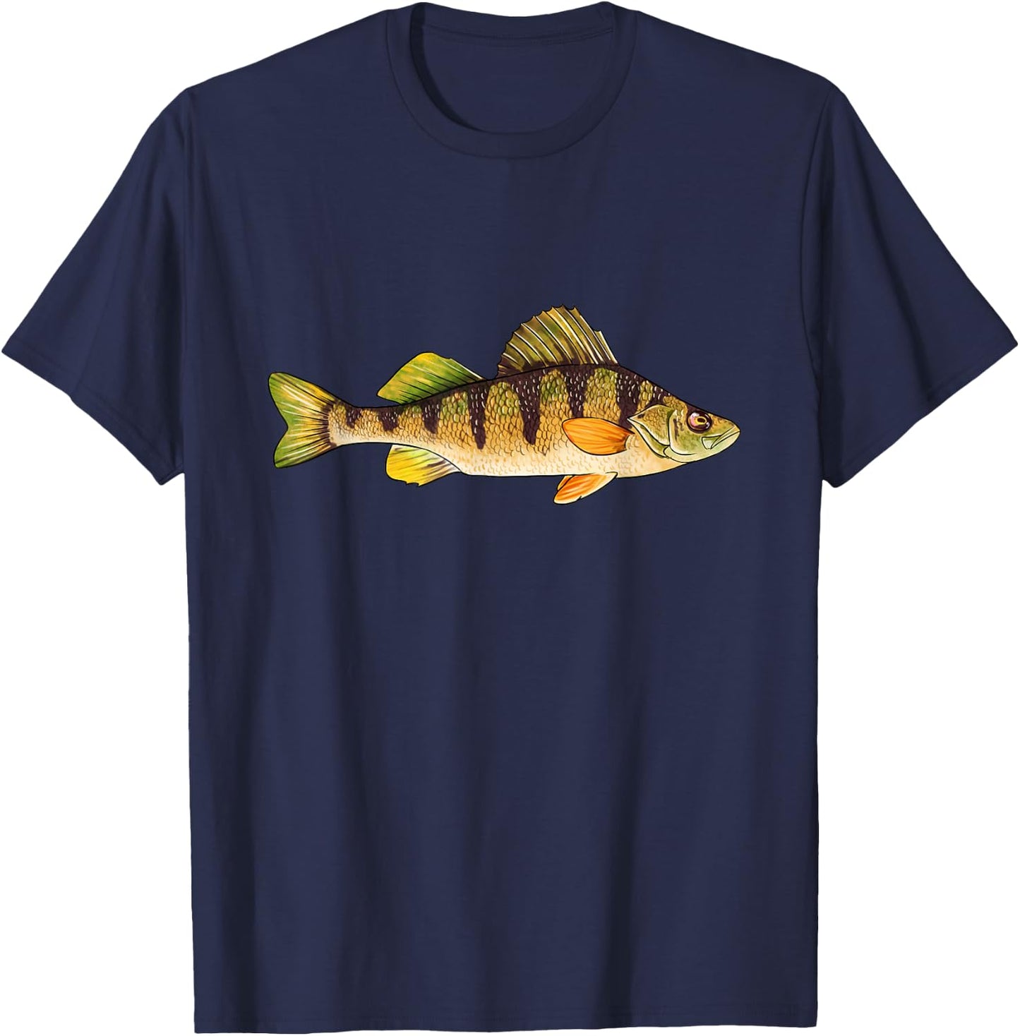 Funny Yellow Perch Fishing Freshwater Fish Angler Gift T-Shirt - T-Shirt | Navy