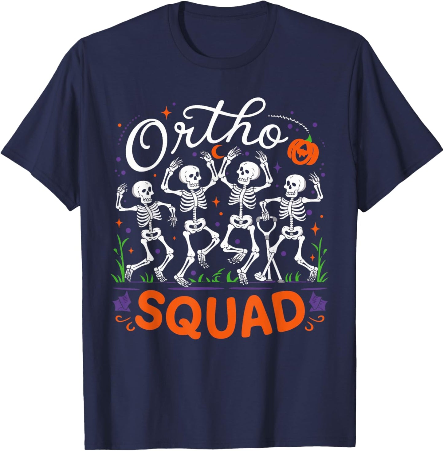 Ortho Squad Skeleton Halloween Orthopedic Nurse RN T-Shirt - T-Shirt | Navy