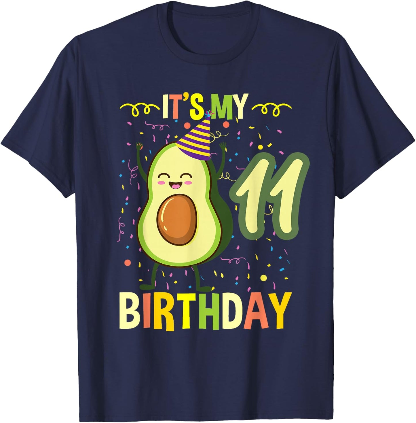 Its My 11th Birthday Avocado T-Shirt - T-Shirt | Navy