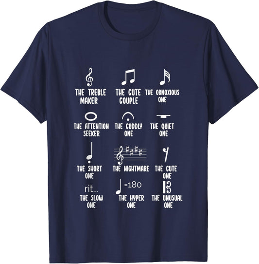 Musical Note Shirt Funny Musician Music Symbols Definition T-Shirt - T-Shirt | Navy