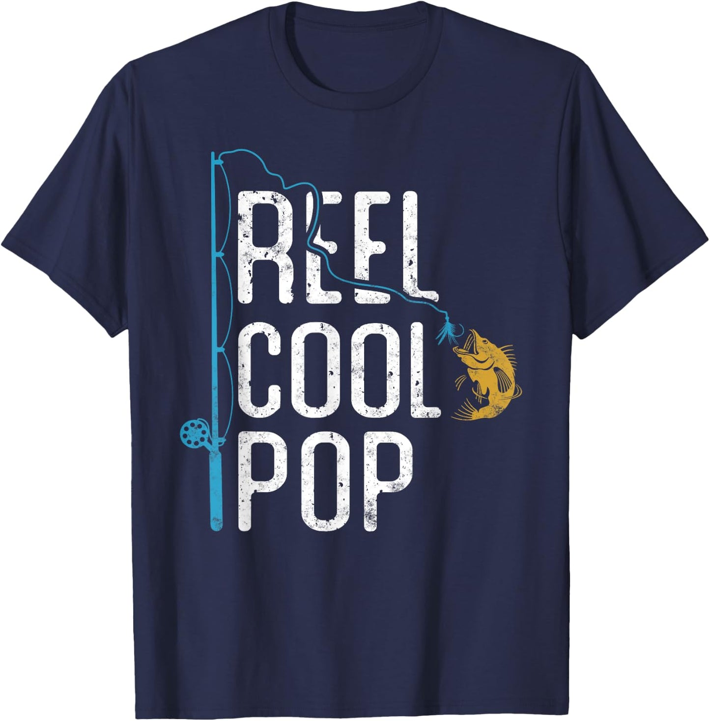 Fishing Reel Cool Pop Father’s day Gift Fisherman Pop T-Shirt - T-Shirt | Navy