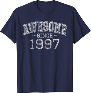 Awesome since 1997 Vintage Style Born in 1997 Birthday Gift T-Shirt - T-Shirt | Navy