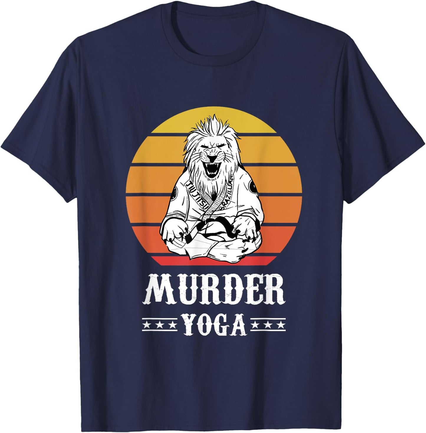 Jiu Jitsu Murder Yoga Vintage Sunset Funny Brazilian T-Shirt - T-Shirt | Navy