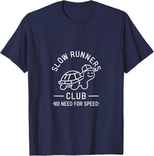 Slow Runners Club Easygoing Running Design T-Shirt - T-Shirt | Navy
