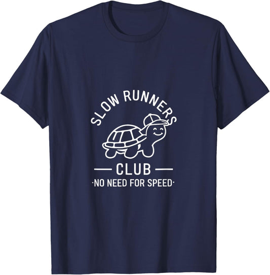 Slow Runners Club Easygoing Running Design T-Shirt - T-Shirt | Navy