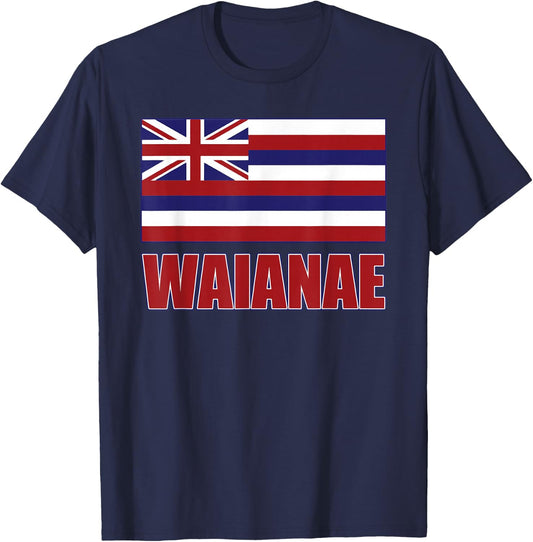 WAIANAE Hawaii Hawaiian Flag, Hawaii 96792 T-Shirt - T-Shirt | Navy