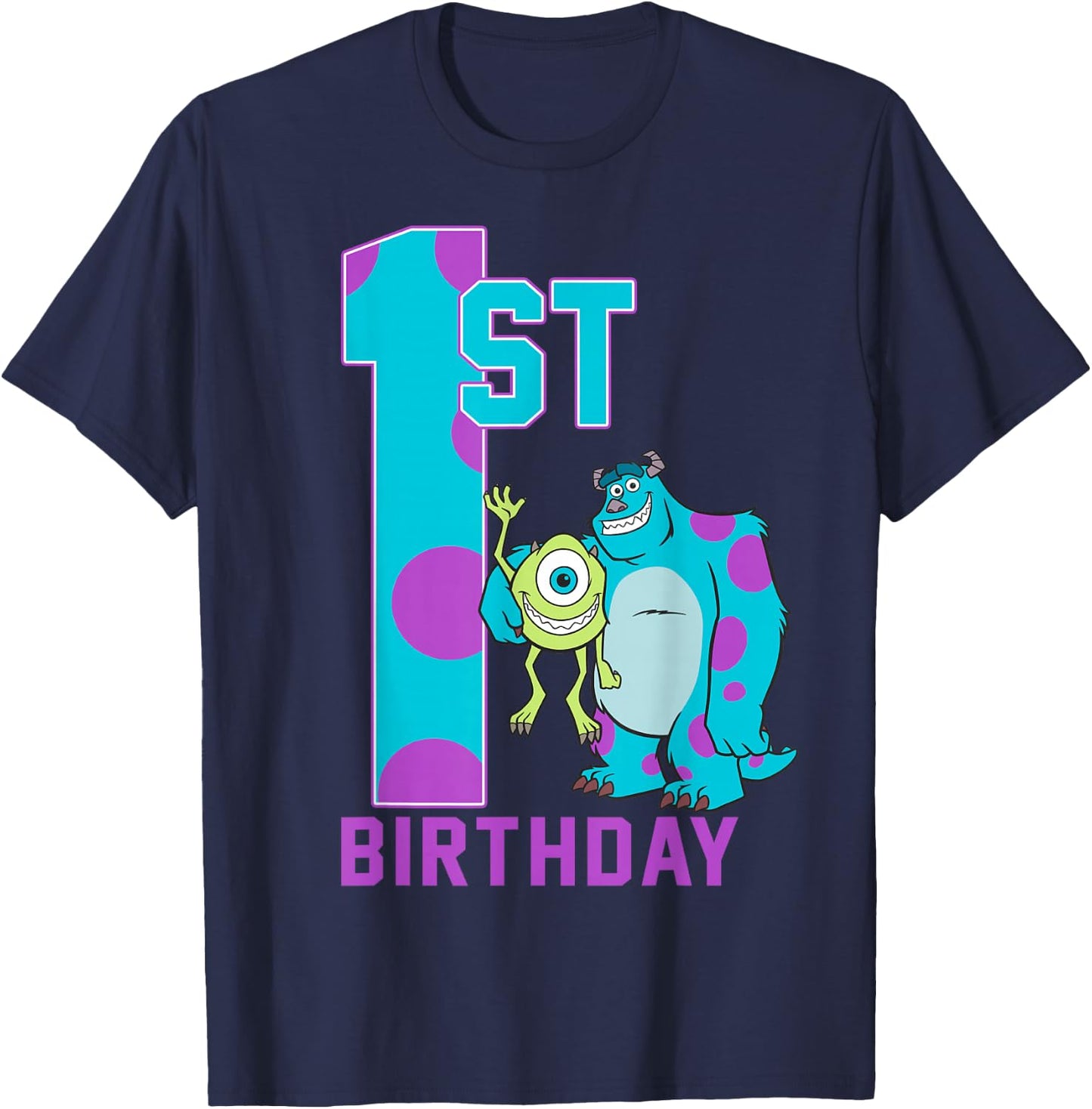 Disney Pixar Monsters Inc. Mike & Sully Happy 1st Birthday T-Shirt - T-Shirt | Navy