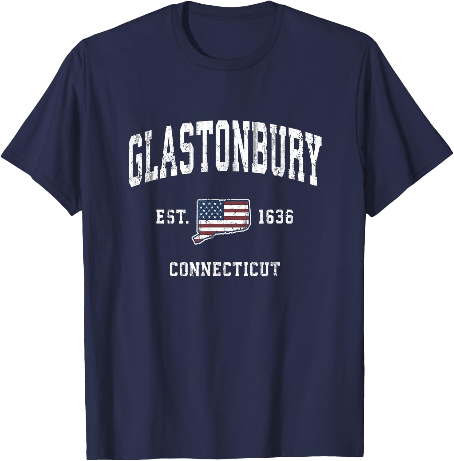 Glastonbury Connecticut CT Vintage American Flag Design Kids Men T-Shirt - T-Shirt | Navy