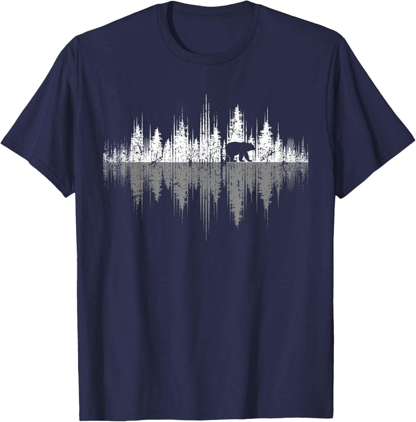 Trees Reflection Wildlife Nature Animal Bear Outdoor Forest Small T-Shirt - T-Shirt | Navy