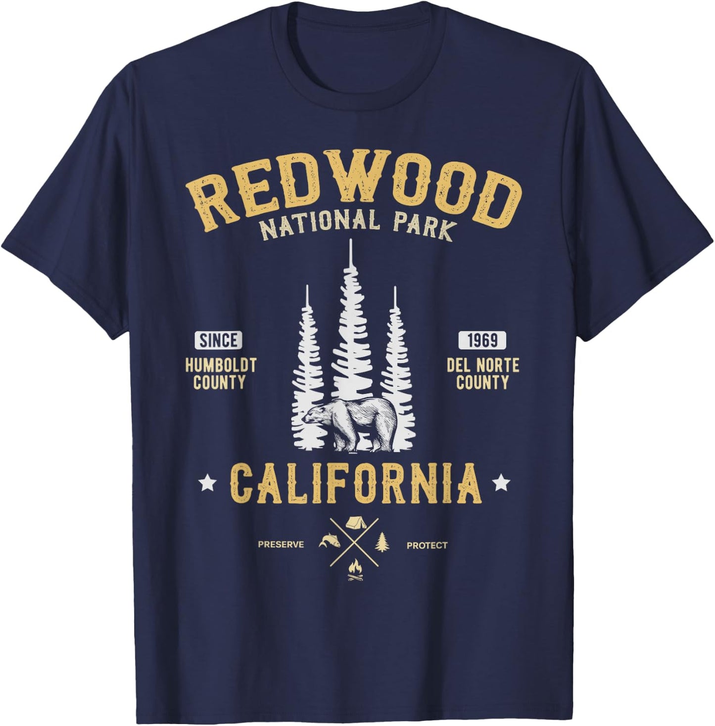 Redwood National Park Shirt, Redwood Forest US Nationalpark T-Shirt - T-Shirt | Navy