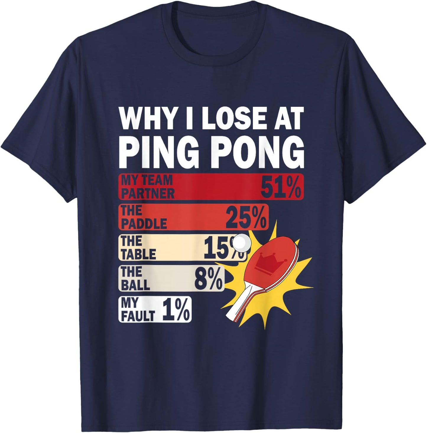 Why I Lose at Ping Pong Table Tennis Funny My Fault T-Shirt - T-Shirt | Navy