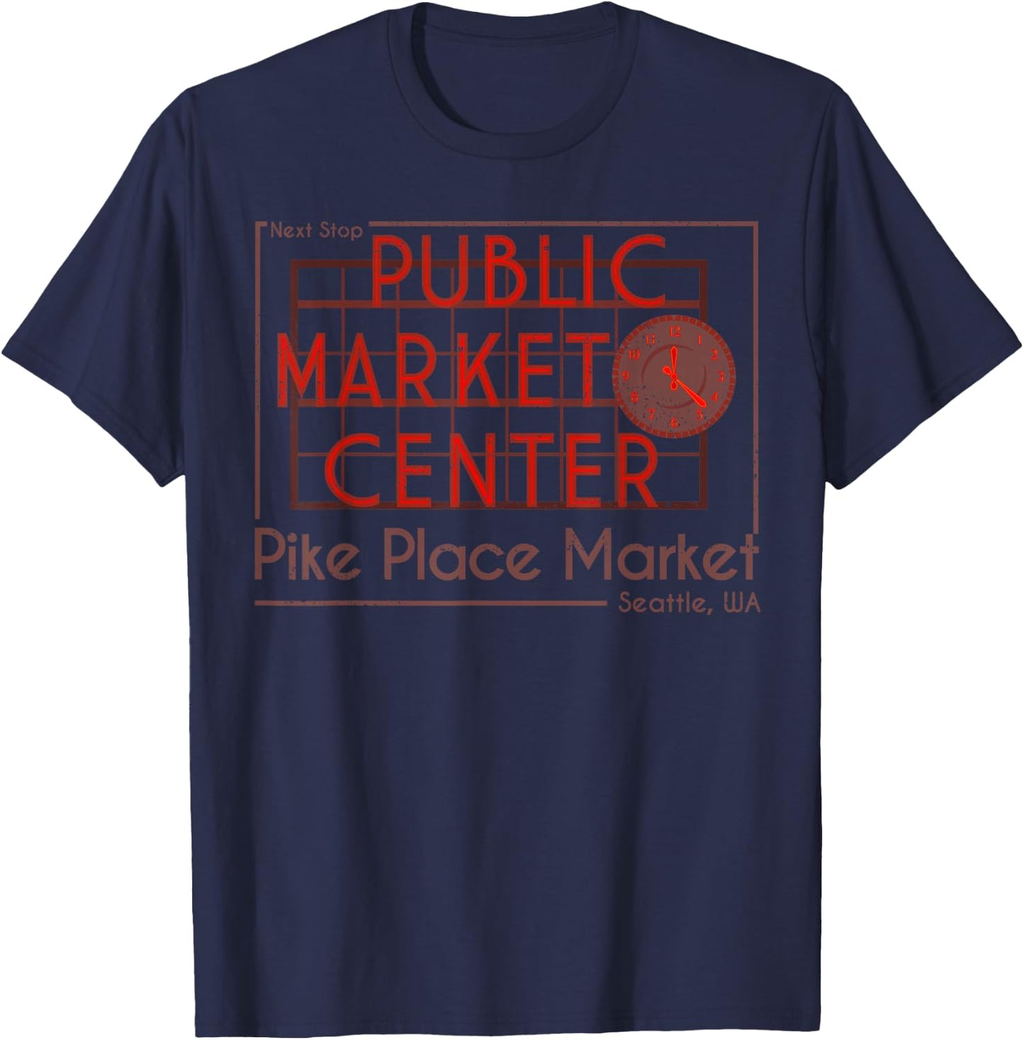Public Market Center Seattle Next Stop Vintage Gift T-Shirt - T-Shirt | Navy