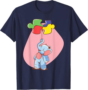 Autism Awareness Shirts with Cute Elephant Kids Men Women T-Shirt - T-Shirt | Navy