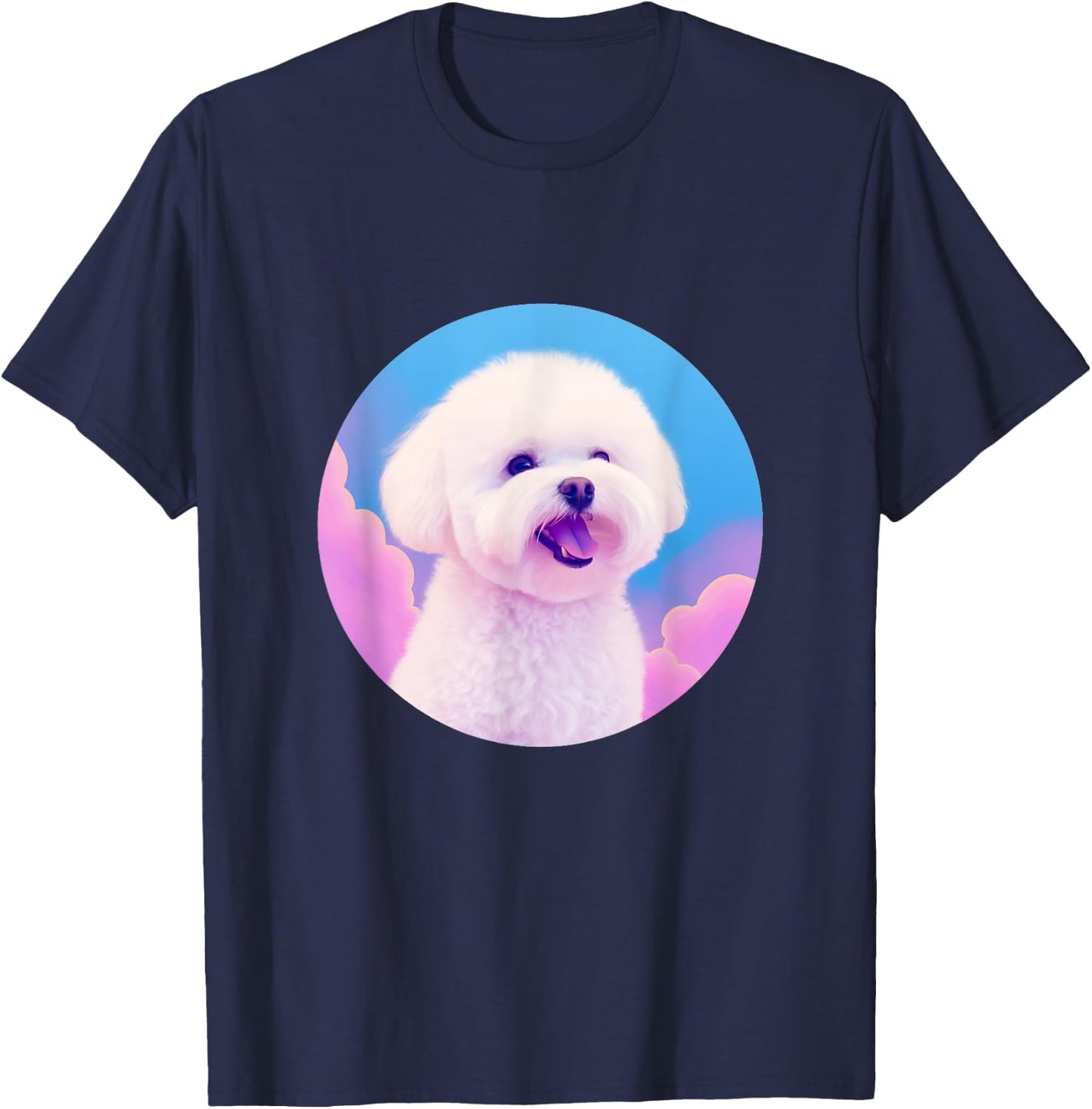 Pastel Bichon Frise Dog For Bichon Frise Dog Lovers Women Kids T-Shirt - T-Shirt | Navy
