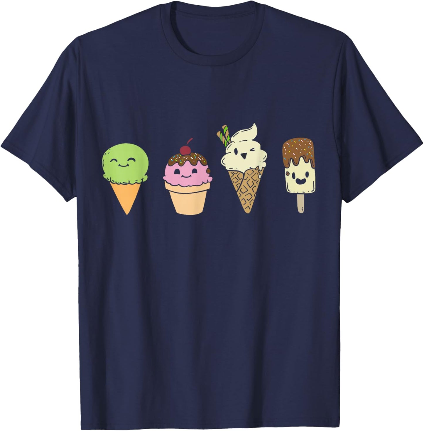Ice Cream Cones Popsicle Frozen Food Gift T-Shirt - T-Shirt | Navy