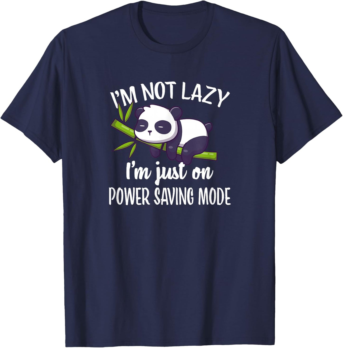 Cute Kawaii Kids Napping Not Lazy Power Saving Panda T-Shirt - T-Shirt | Navy