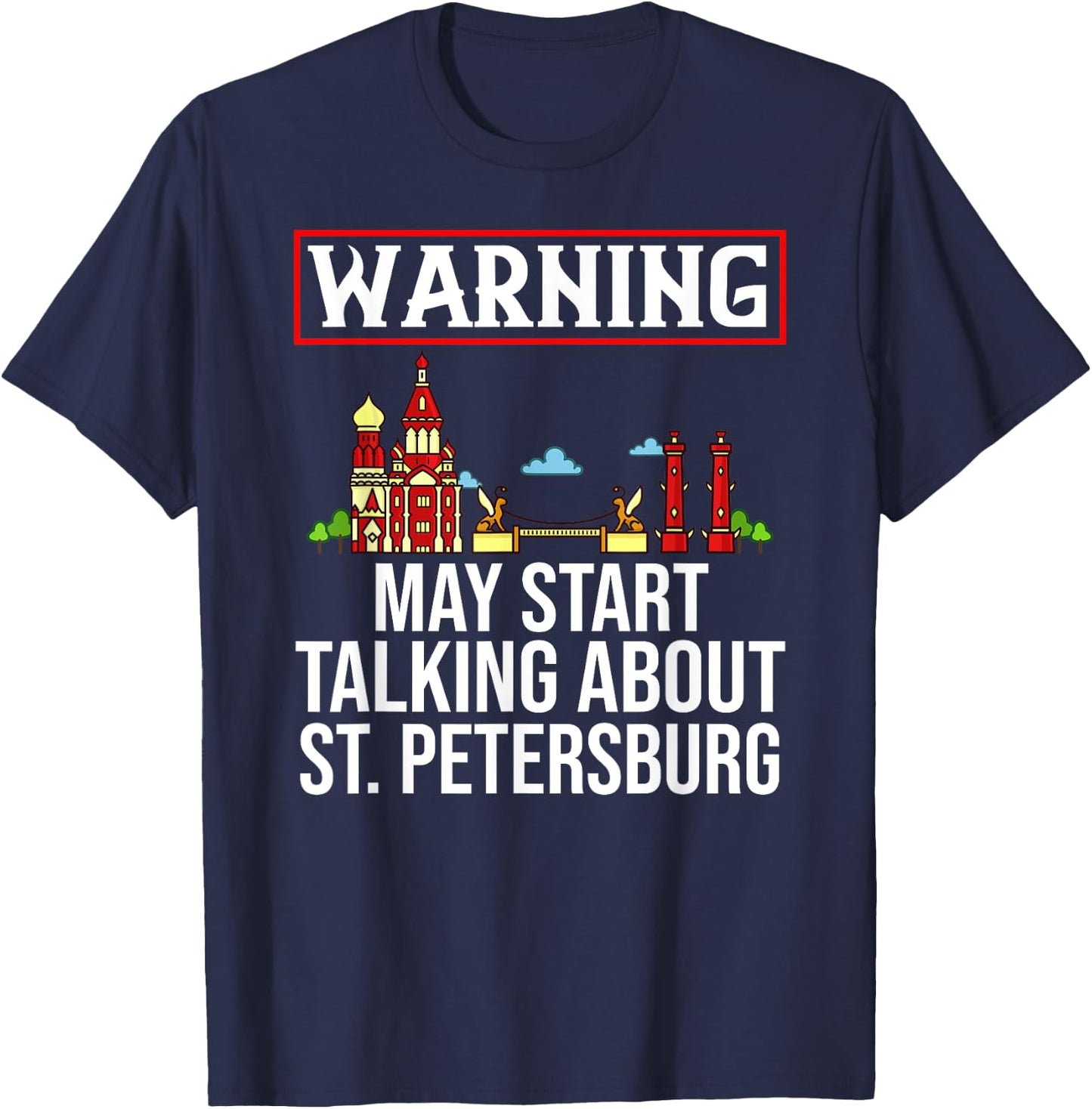 St. Petersburg Russia City Skyline Map Travel T-Shirt - T-Shirt | Navy