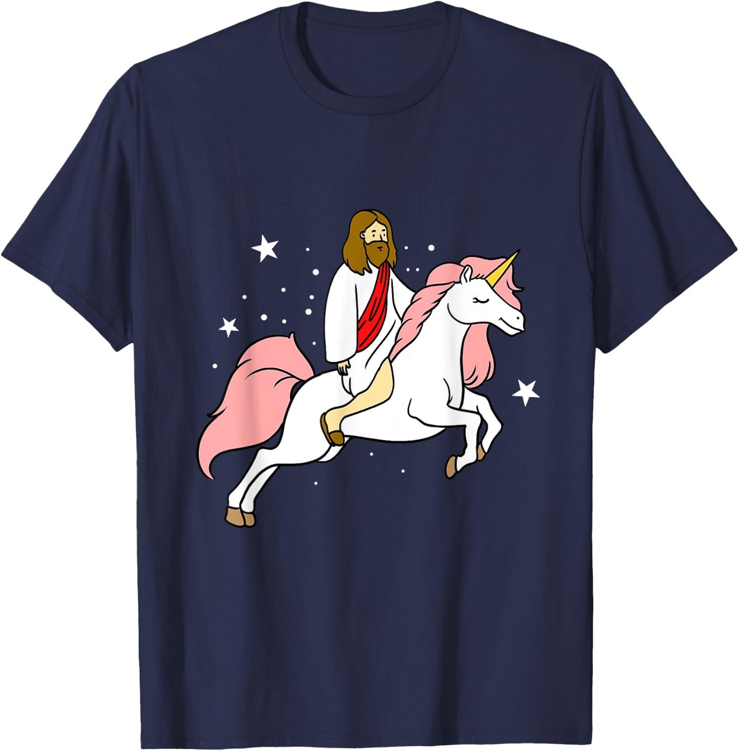 Jesus Riding Unicorn T-Shirt - T-Shirt | Navy