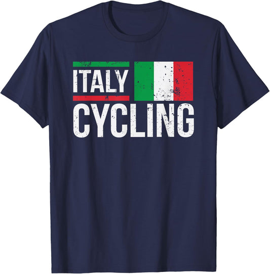 Italy Cycling Cyclist Bike Riding Racing Italian Flag T-Shirt - T-Shirt | Navy