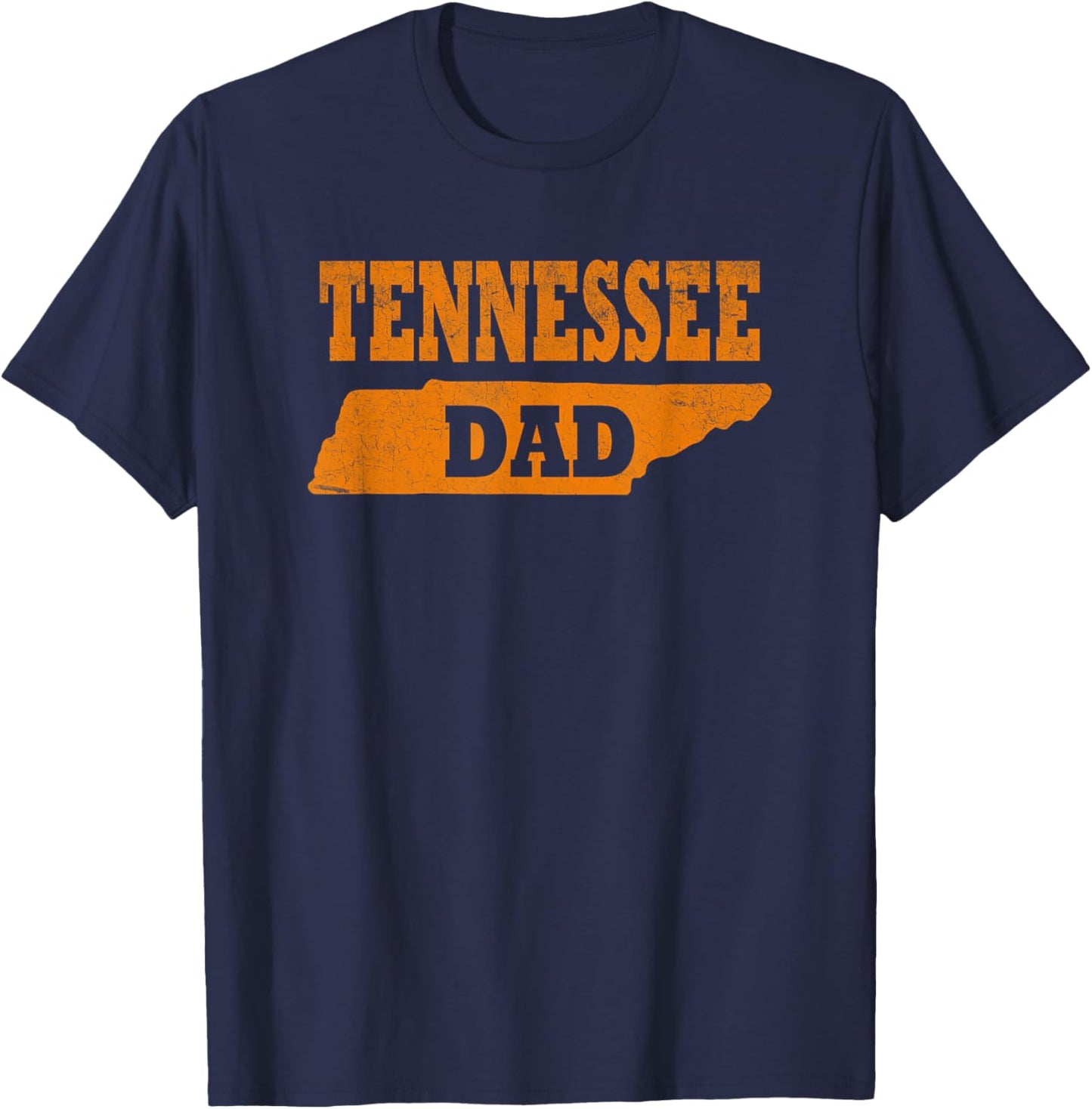 Tennessee Dad. Retro Tennessee TN Orange Vintage Design , Small, Black T-Shirt - T-Shirt | Navy