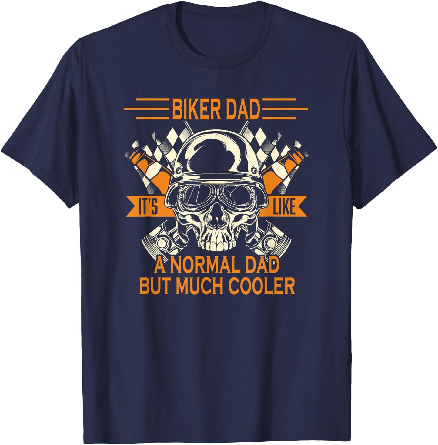 Retro Biker Dad Daddy Motorcycle Father's Day - Biker T-Shirt - T-Shirt | Navy