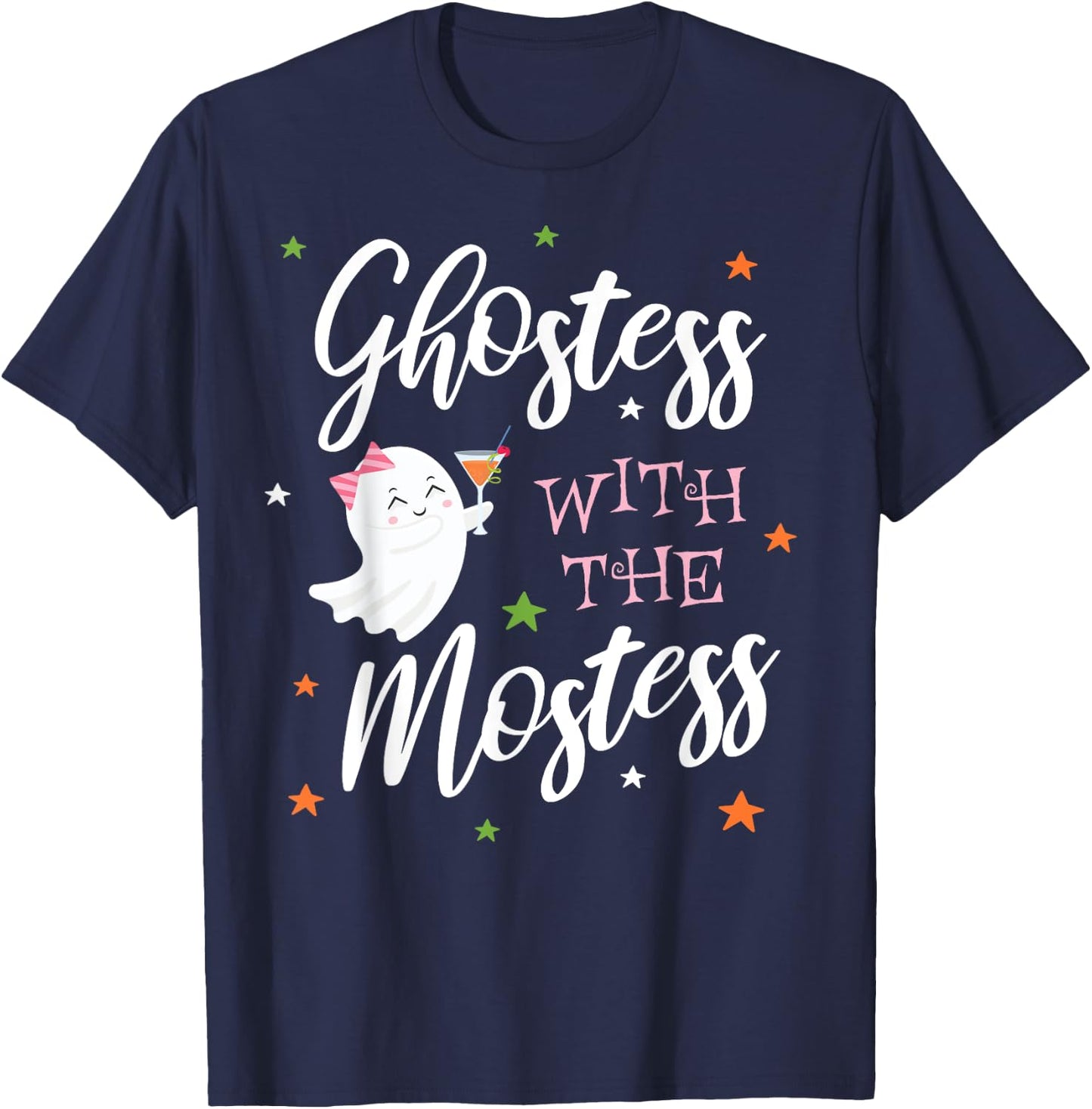 Halloween Party Ghost Ghostess with Mostess T-Shirt - T-Shirt | Navy