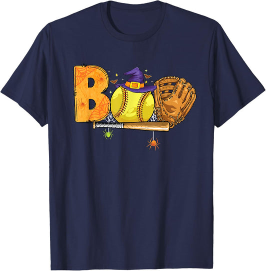 Boo softball Player Catcher Pitcher funny Halloween costume T-Shirt - T-Shirt | Navy