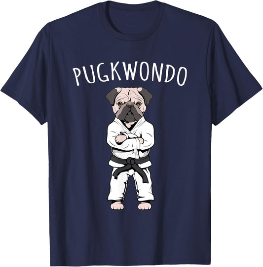 Funny Cute Pug Taekwondo Black Belt Tae Kwon Do Dog Gift T-Shirt - T-Shirt | Navy