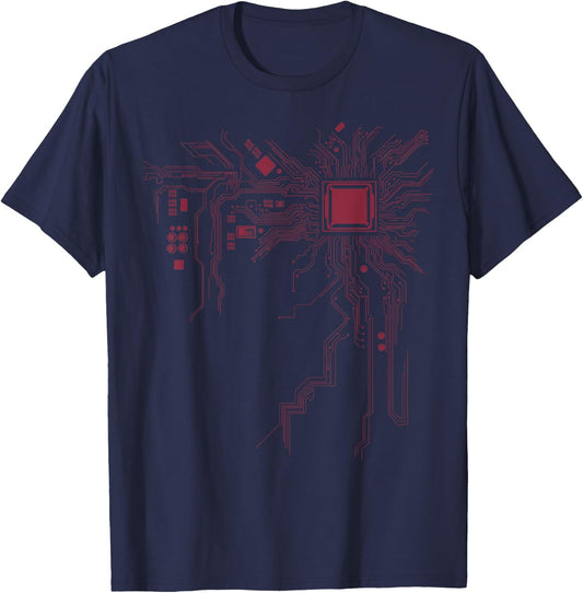 Funny Computer Geek Nerd Gift Cool Computer Core Circuit T-Shirt - T-Shirt | Navy