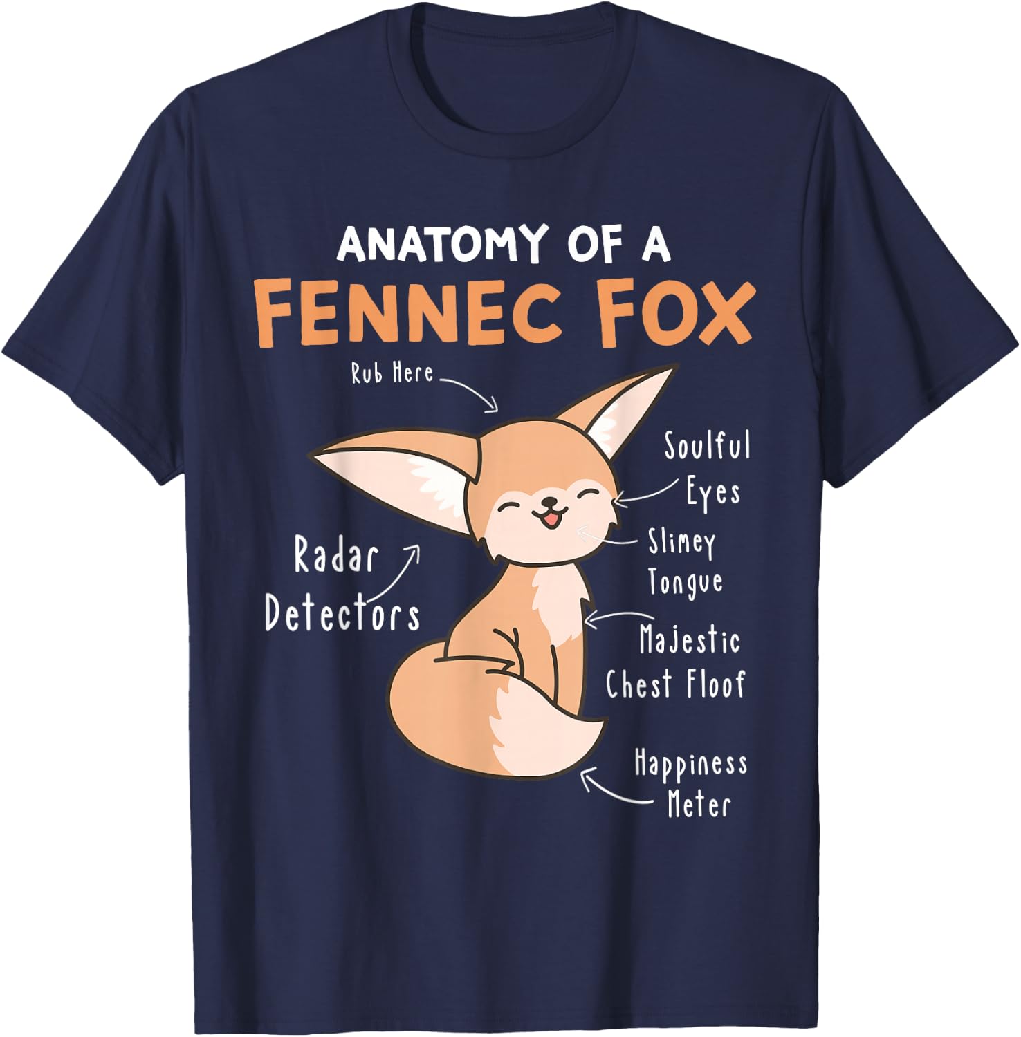 Anatomy Of A Fennec Fox Cute Fennec Fox Lover Gift T-Shirt - T-Shirt | Navy