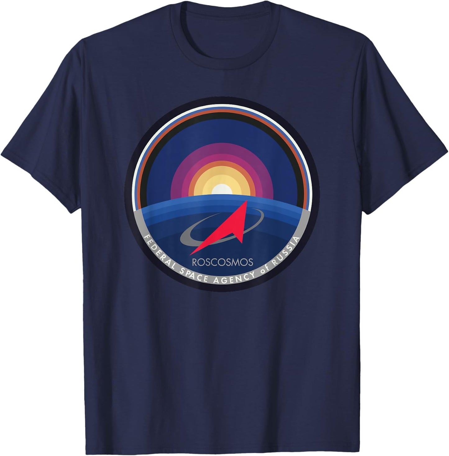 Roskosmos Russia Sputnik Space Russian Authority T-Shirt - T-Shirt | Navy