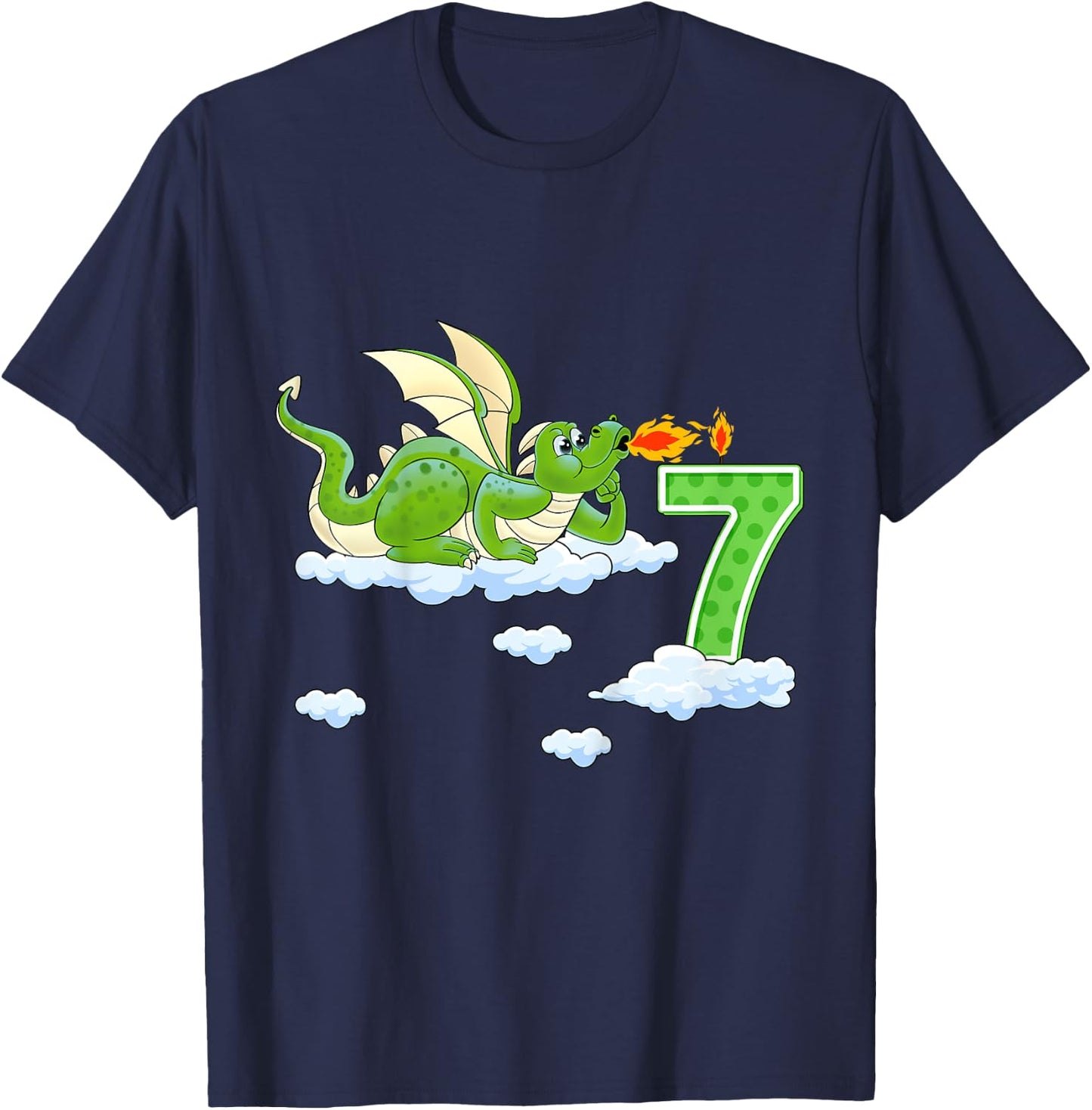 Kids Dragon 7 Year Old Birthday Outfit Boy Knight 7th Birthday T-Shirt - T-Shirt | Navy
