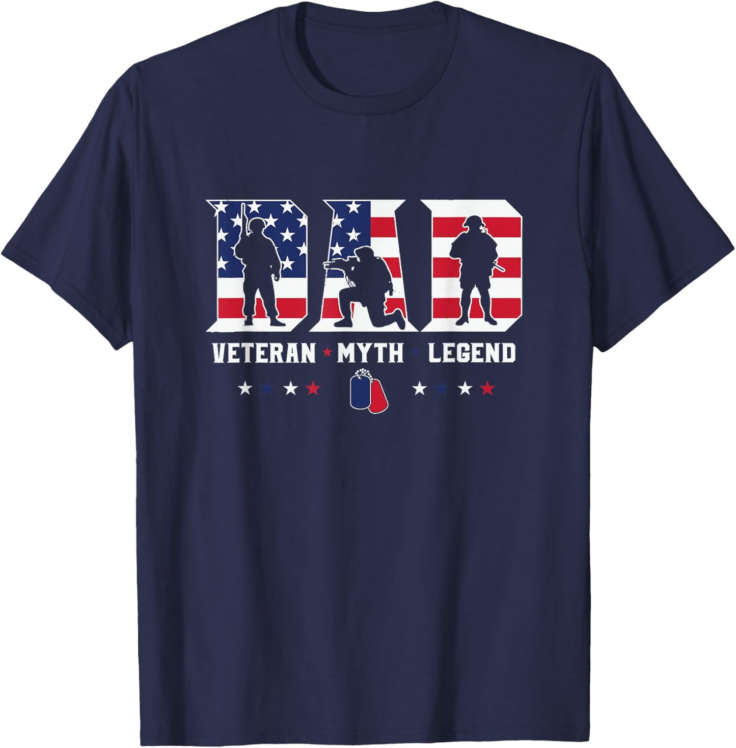 Dad Veteran Myth Legend Shirt, Dad Veteran T-Shirt - T-Shirt | Navy