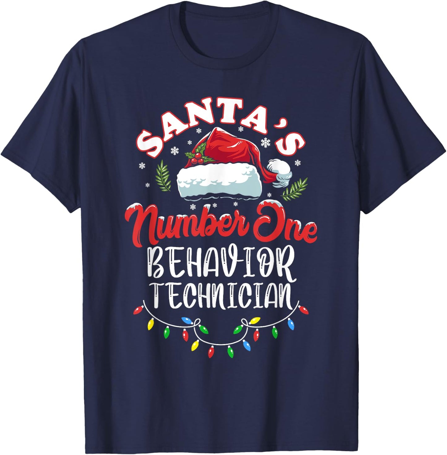 Behavior Tech Christmas Gift ABA RBT Behavior Technician T-Shirt - T-Shirt | Navy