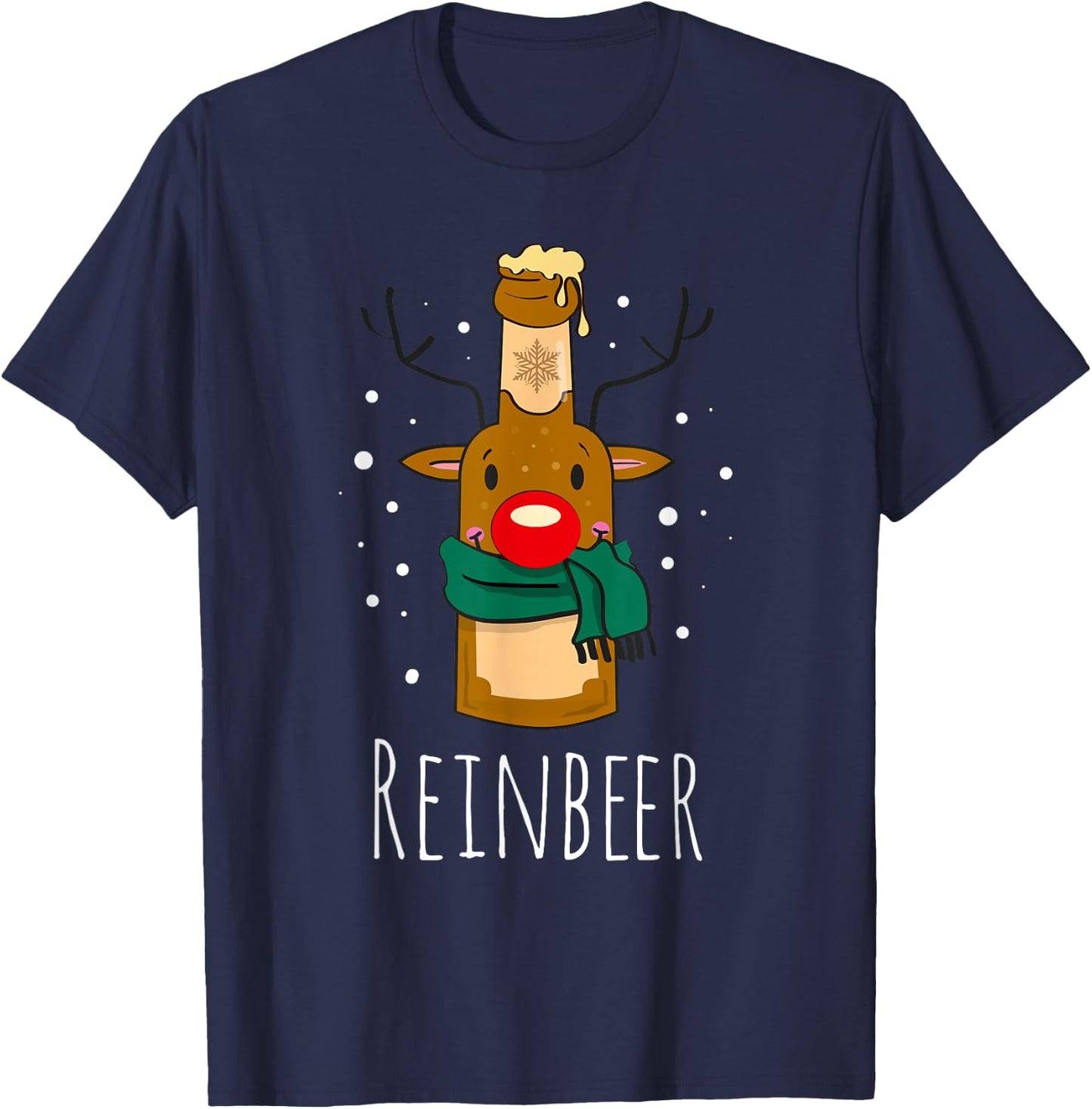 REINBEER Funny Reindeer Beer Christmas Celebrations Drink T-Shirt - T-Shirt | Navy