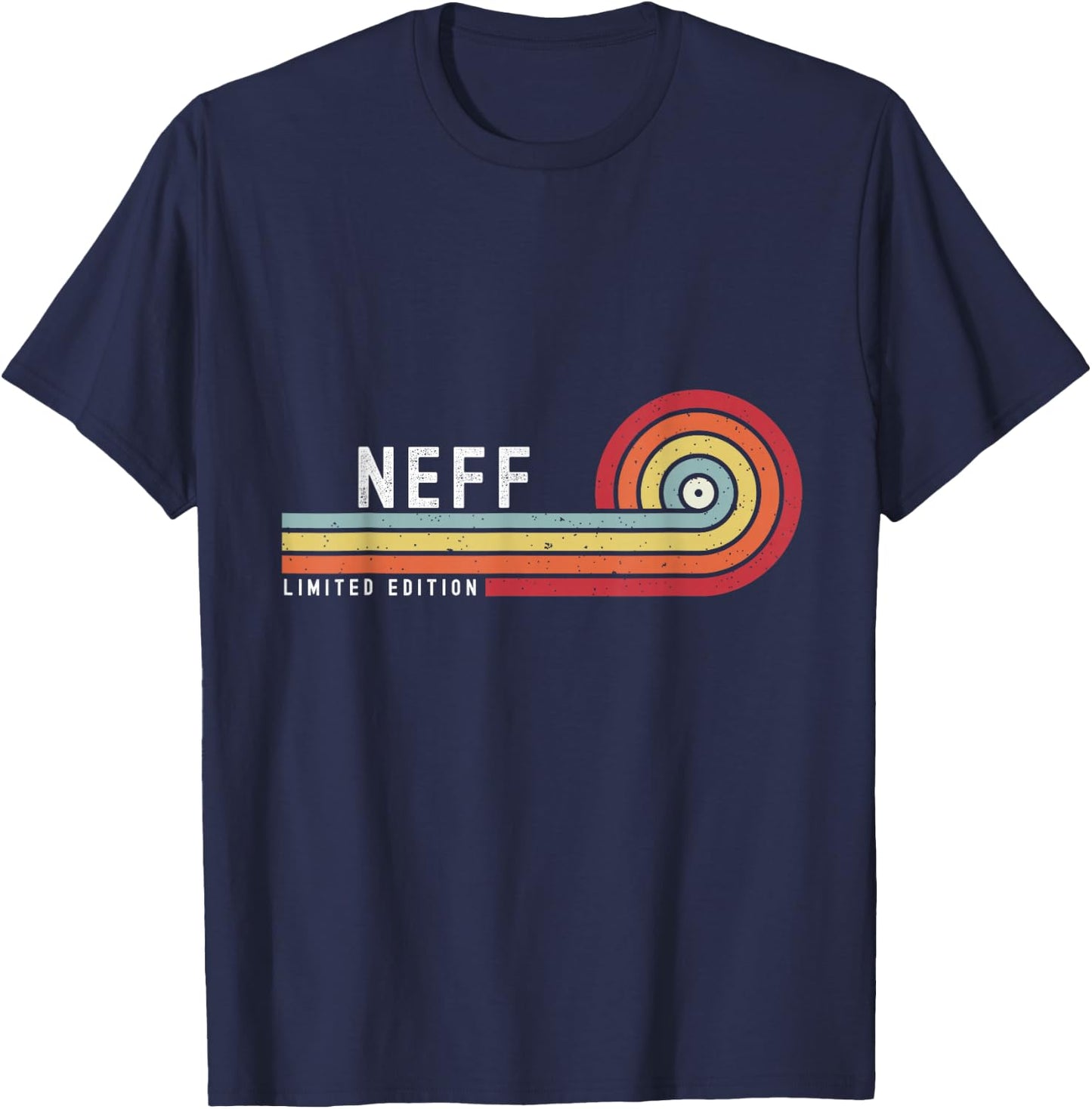 NEFF Proud Family Retro Sunset Last Name Surname T-Shirt - T-Shirt | Navy