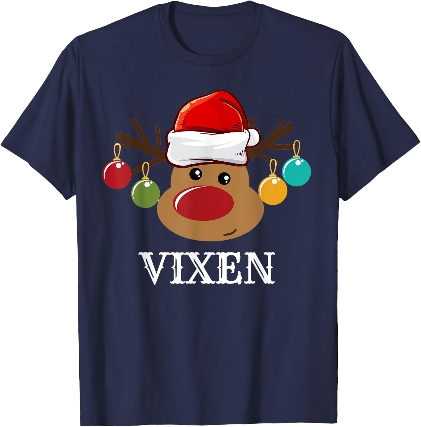 Santa Reindeer Vixen Xmas Group Costume T-Shirt - T-Shirt | Navy