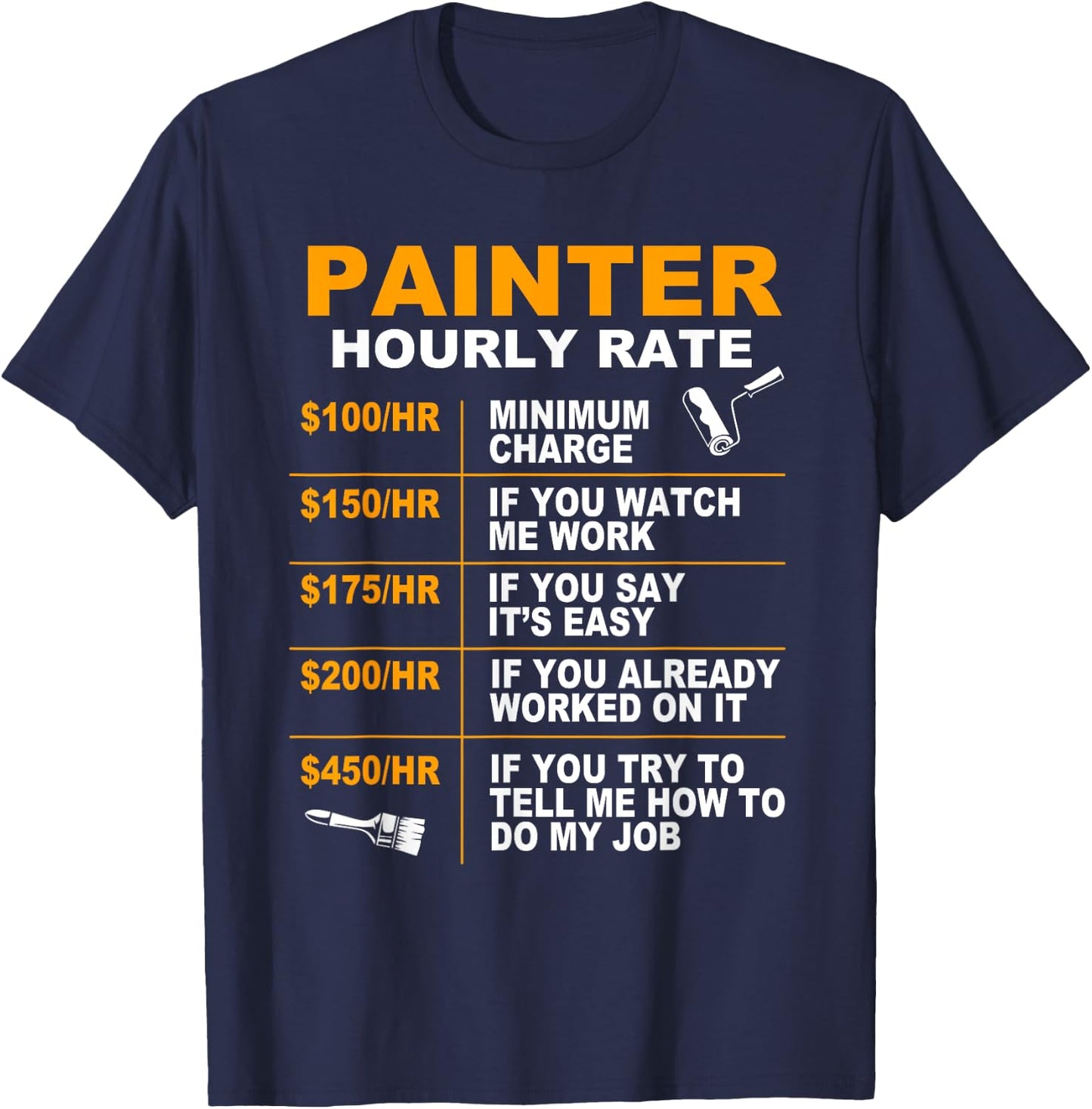 Painter Hourly Rate Artist Funny Painter T-Shirt - T-Shirt | Navy