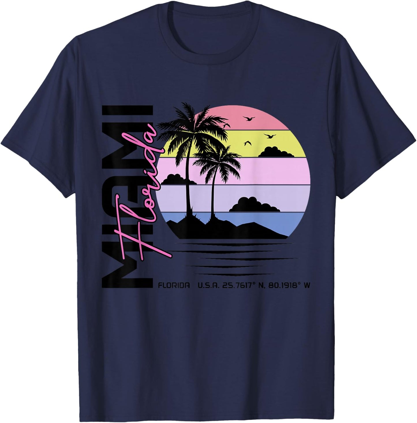 Miami Florida Vintage Retro Pride 305 Area Code Miami FL T-Shirt - T-Shirt | Navy