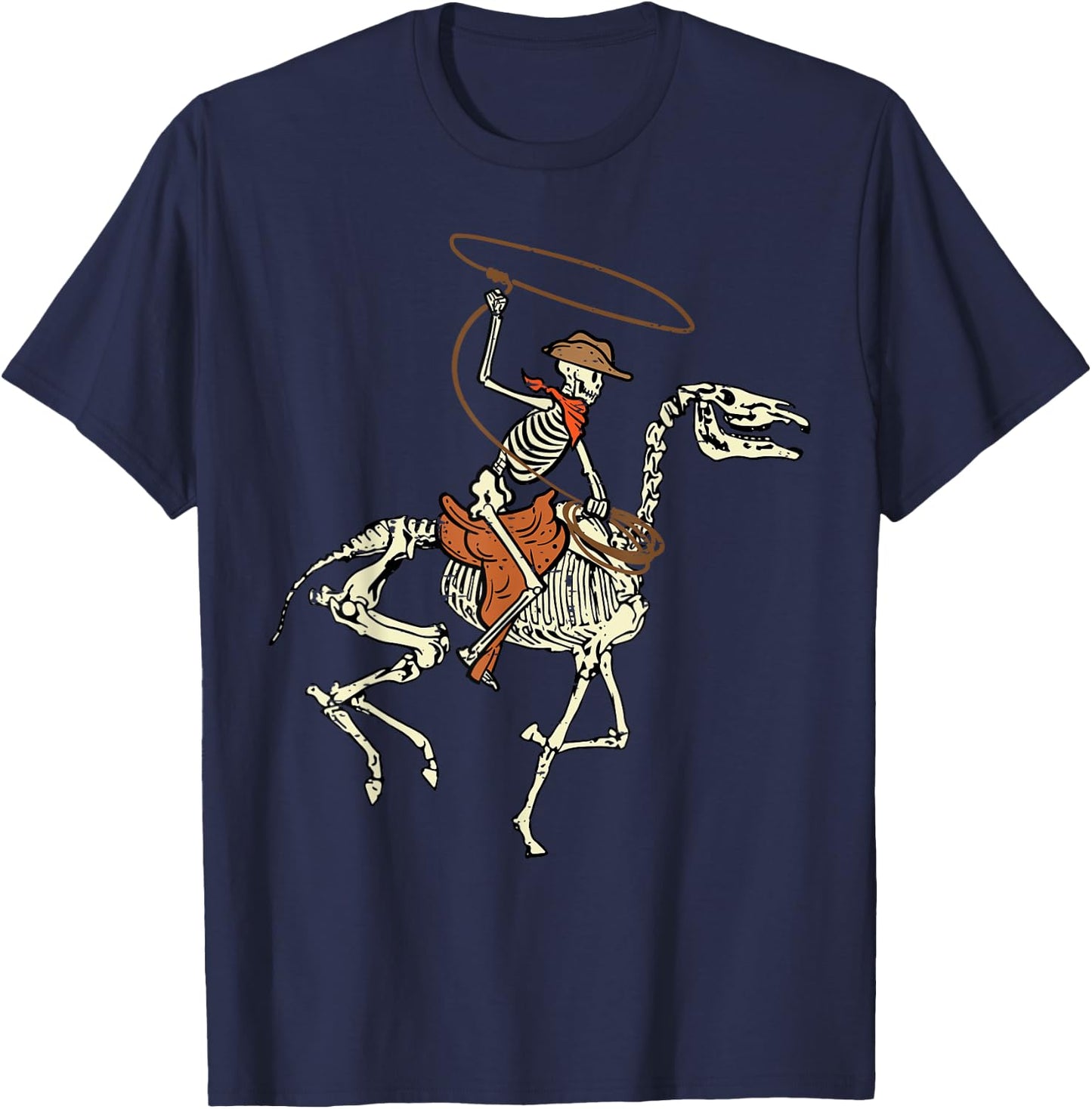 Halloween Cowboy Horse Skeleton Costume Men Boys Kids Women T-Shirt - T-Shirt | Navy