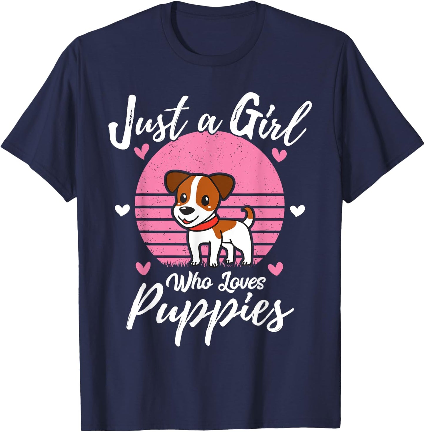 Puppy Dog Lover Just A Girl Who Loves Puppies T-Shirt - T-Shirt | Navy