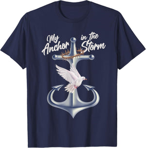 Jesus Is My Anchor In The Storm - Crown Of Thorns T-Shirt - T-Shirt | Navy
