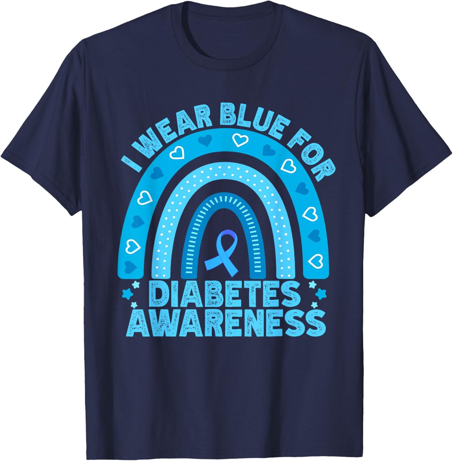 I Wear Blue For Diabetes Awareness Rainbow Diabetic Women T-Shirt - T-Shirt | Navy
