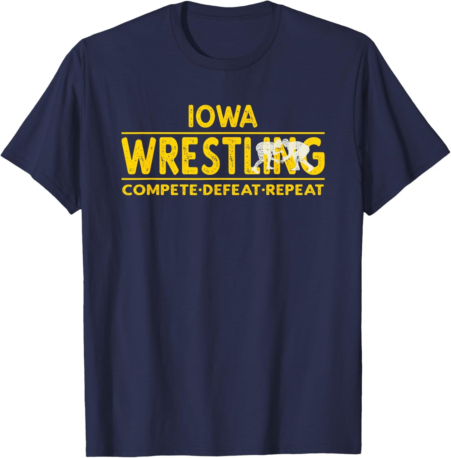 Iowa Wrestling - Compete, Defeat, Repeat T-Shirt - T-Shirt | Navy