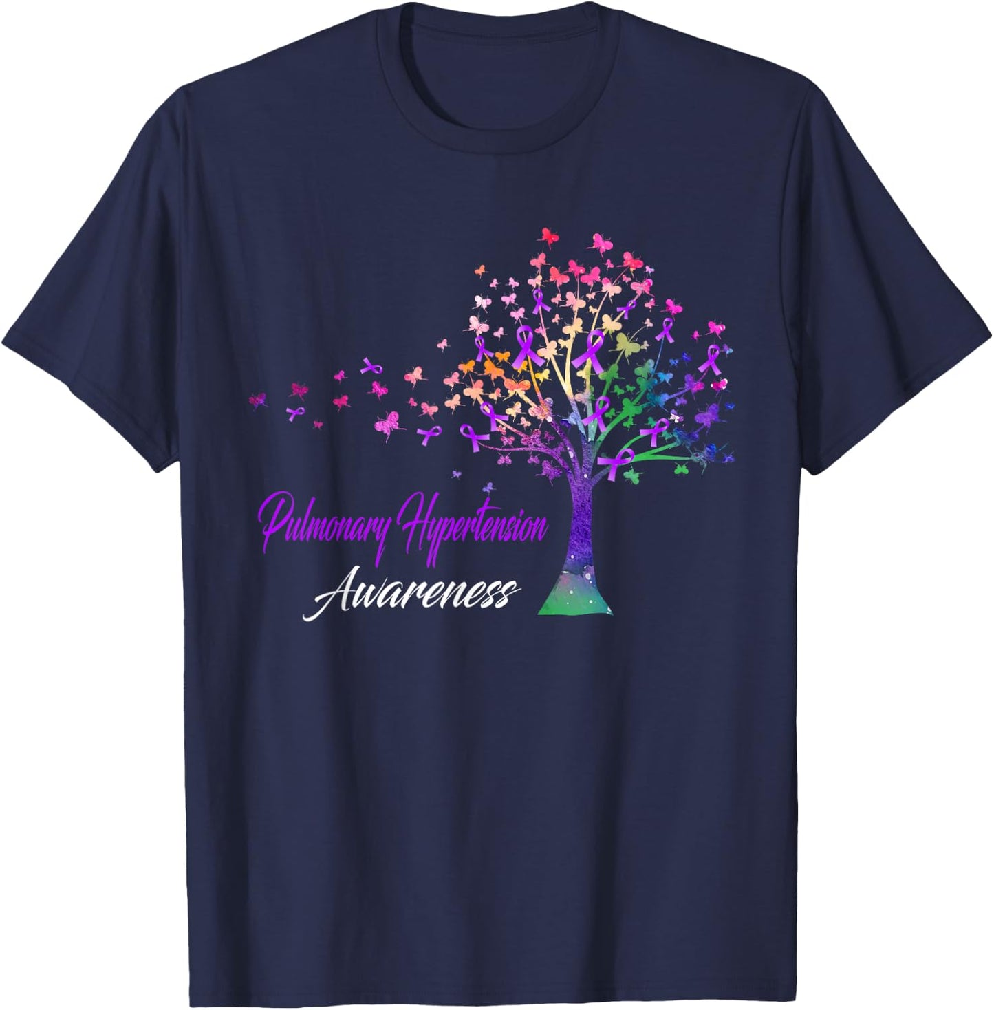Tree Ribbon Pulmonary Hypertension Awareness T-Shirt - T-Shirt | Navy