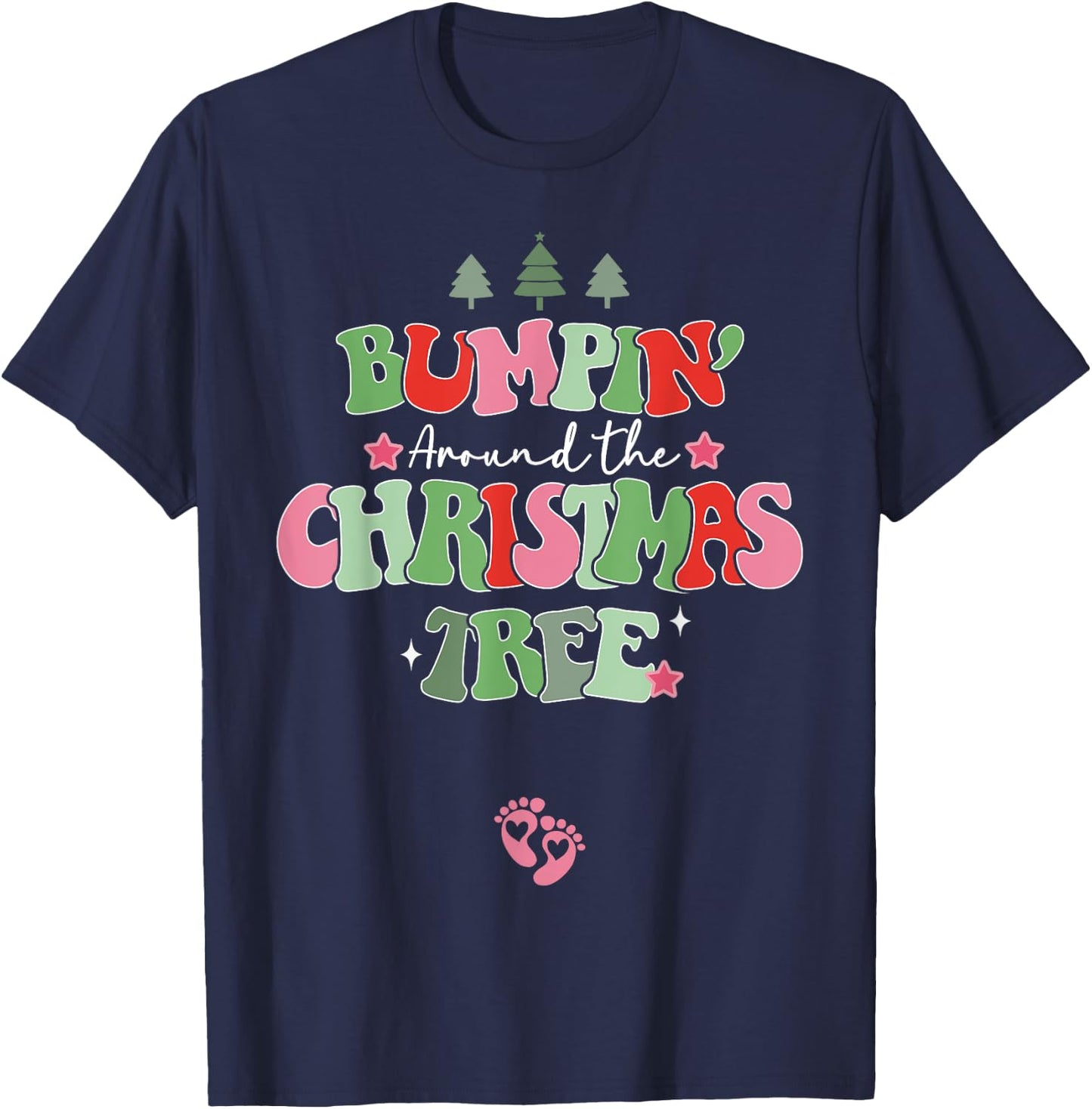 Bumping Around The Christmas Tree Christmas Pregnancy T-Shirt - T-Shirt | Navy