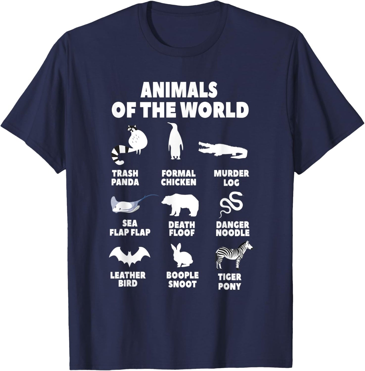 Animals Of The World Biology Wildlife Gift T-Shirt - T-Shirt | Navy