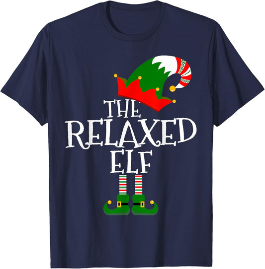 Funny The Relaxed Elf Matching Family Group Gift Christmas T-Shirt - T-Shirt | Navy