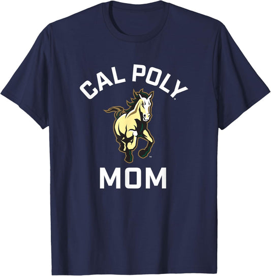 Cal Poly Mustangs Arched Mom T-Shirt - T-Shirt | Navy