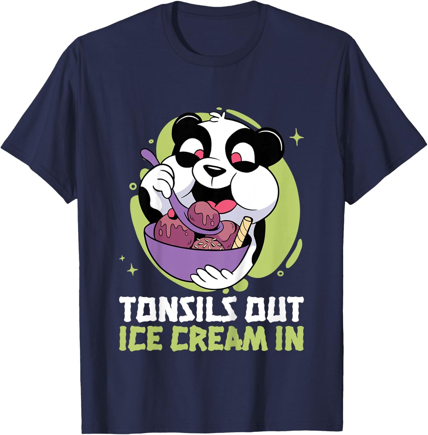 Tonsils Out Ice Cream In Panda Recovery for Kids T-Shirt - T-Shirt | Navy
